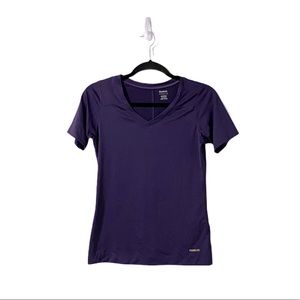 Reebok Purple V-Neck Athletic Play Dry Shirt SMALL